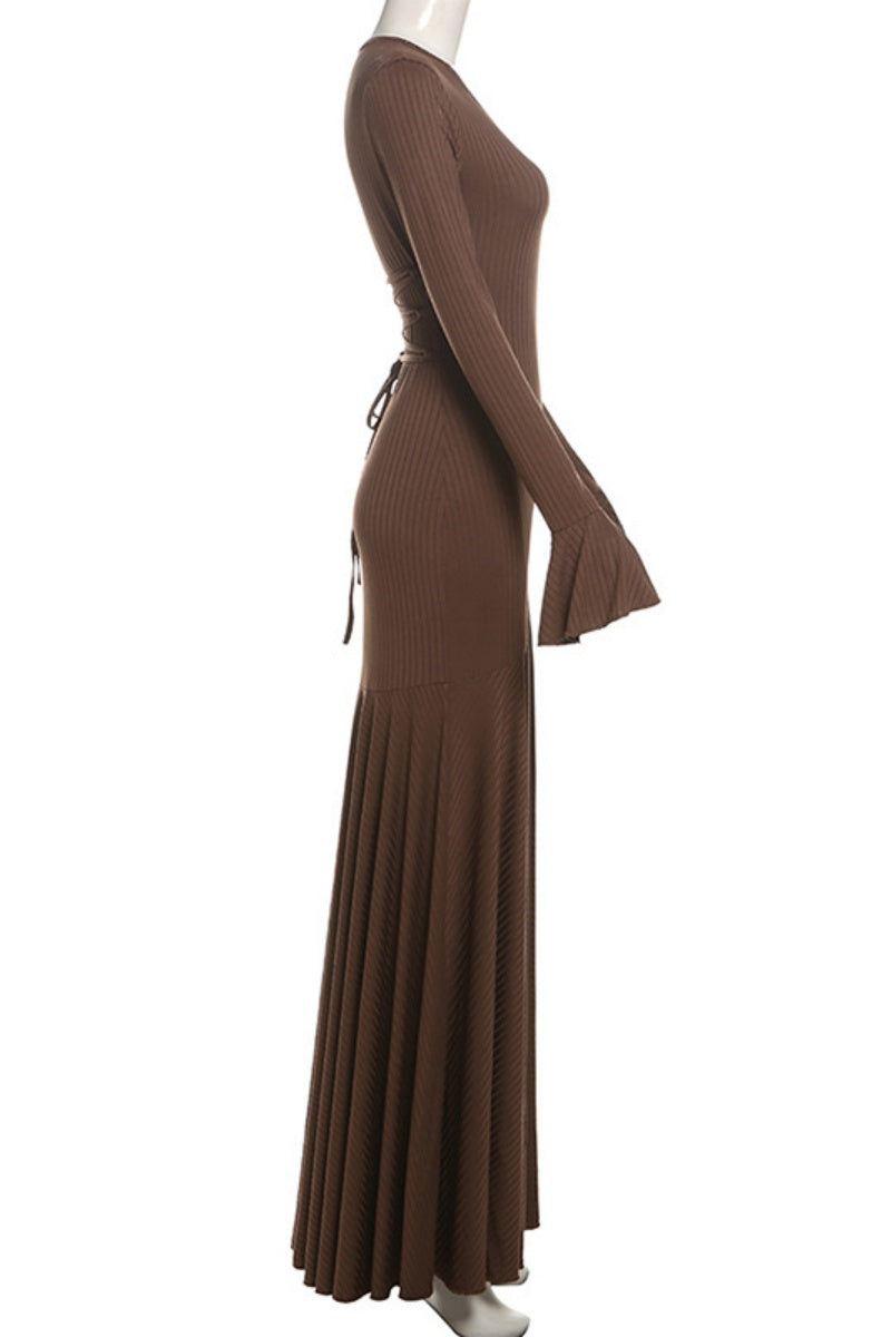 Casual Solid Color Basic O Neck Long Dresses(3 Colors)