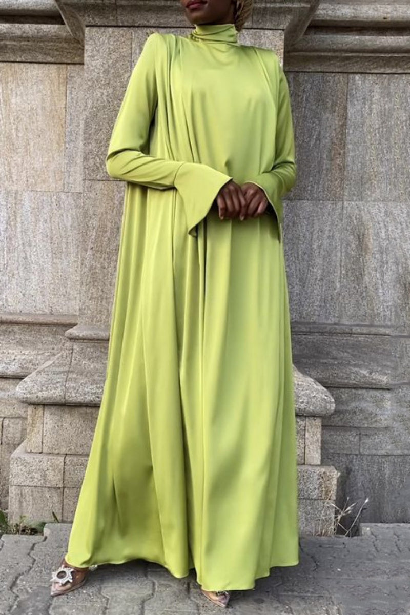 Casual Solid Color Basic Turtleneck Long Dresses