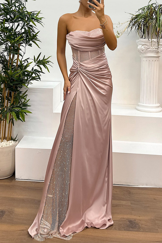 Sexy Prom Ruched Sequined Strapless Evening Dresses(5 Colors)