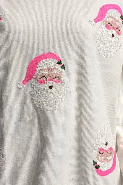 Casual Santa Claus Sequins O Neck Sweats