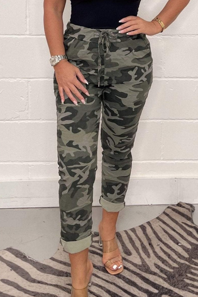 Casual Leopard Print Camouflage Print Basic Regular High Waist Conventional Full Print Bottoms