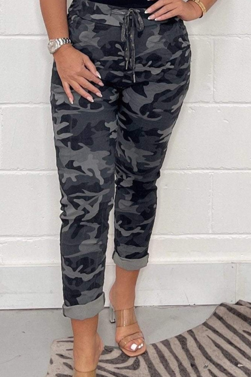 Casual Leopard Print Camouflage Print Basic Regular High Waist Conventional Full Print Bottoms