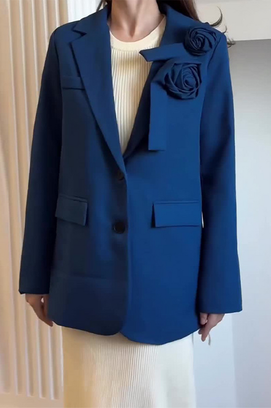 Vêtements d'extérieur décontractés à col rabattu en forme de fleur avec boutons (5 couleurs)