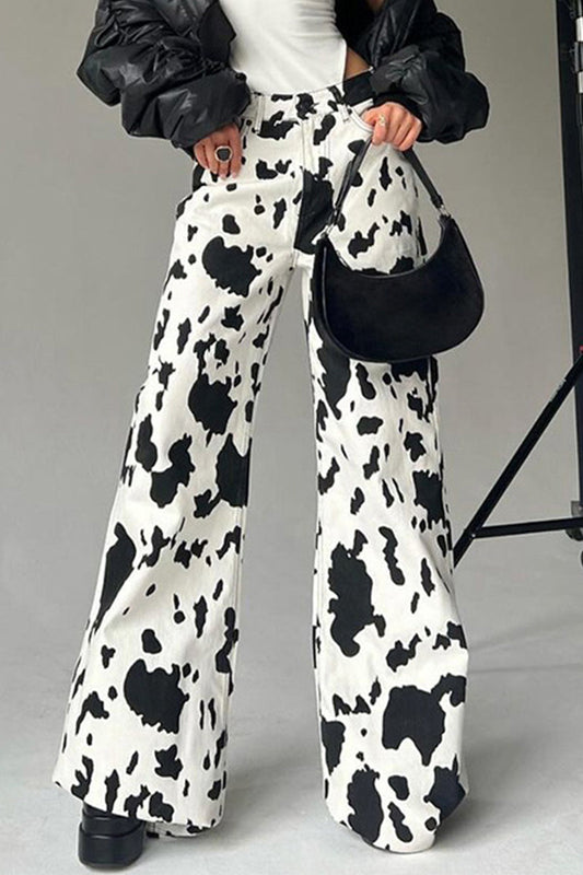 Bas décontracté à imprimé géométrique contrasté taille haute avec imprimé intégral