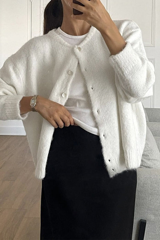 Lässige Oberbekleidung mit einfarbigen Knöpfen und Rundhalsausschnitt