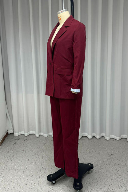 Ensemble deux pièces décontracté à boutons et patchwork, col rabattu, manches longues