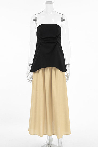 Ensemble deux pièces décontracté à fermeture éclair et sans manches, sans bretelles