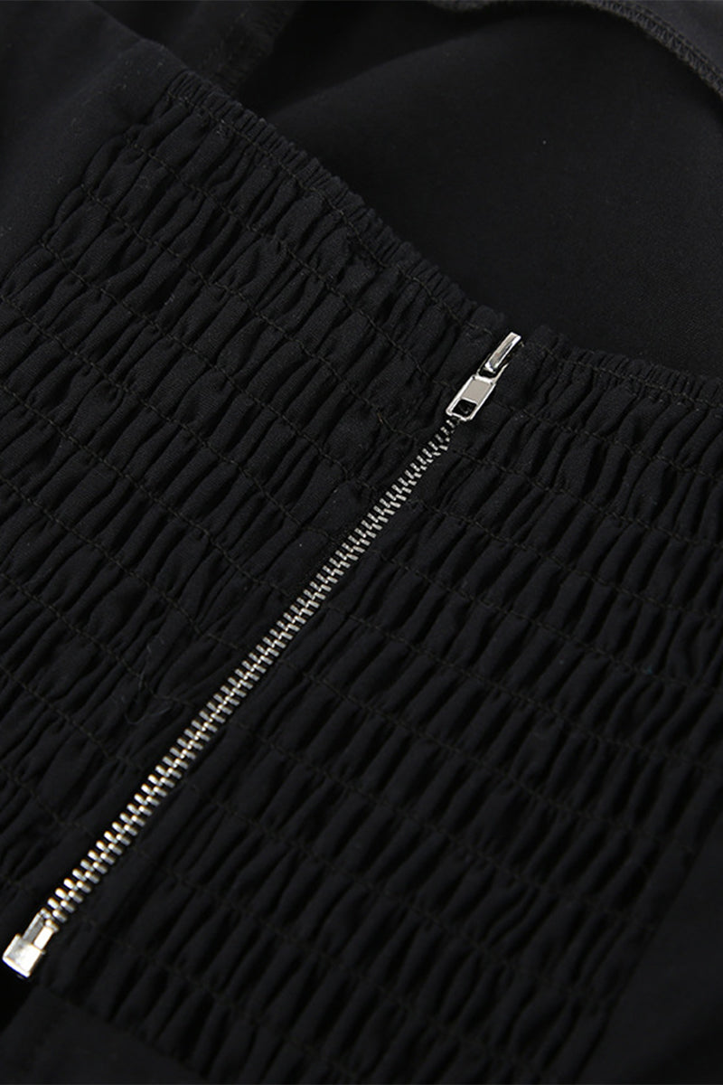 Ensemble deux pièces décontracté à fermeture éclair et sans manches, sans bretelles