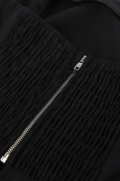 Ensemble deux pièces décontracté à fermeture éclair et sans manches, sans bretelles