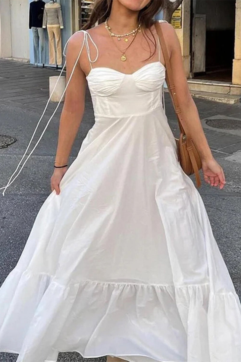 Sexy Street-Kleider in Volltonfarbe mit Schnürung und rückenfreiem Sling