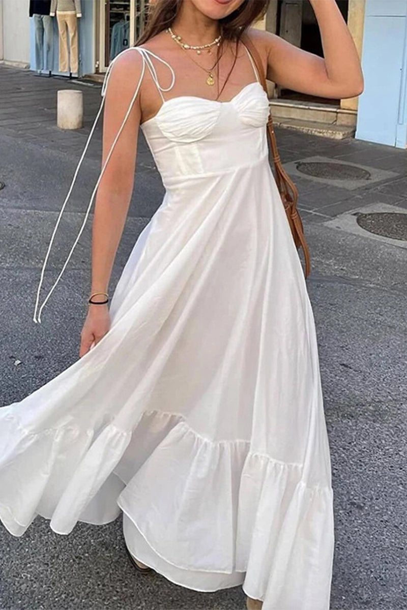 Sexy Street-Kleider in Volltonfarbe mit Schnürung und rückenfreiem Sling