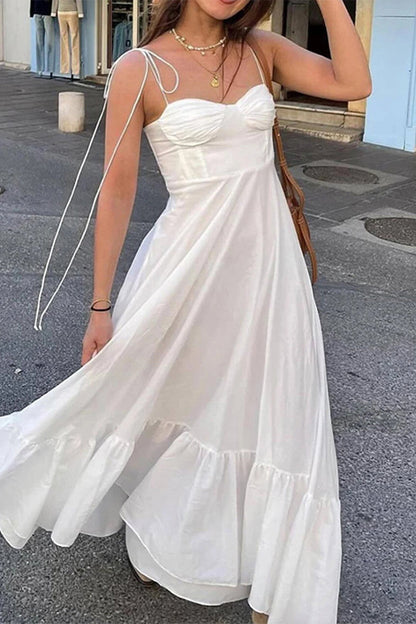 Sexy Street-Kleider in Volltonfarbe mit Schnürung und rückenfreiem Sling