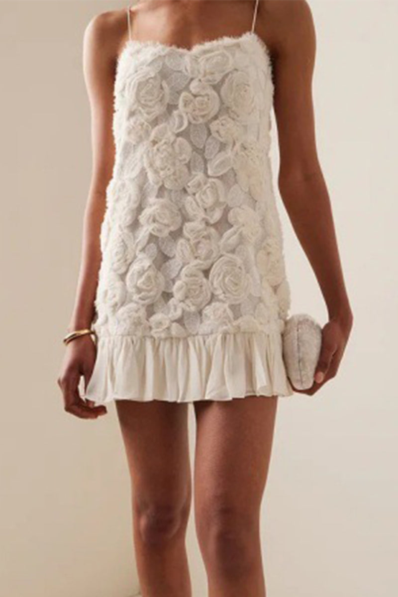 Elegante einfarbige Blumenform-Slingkleider mit U-Ausschnitt