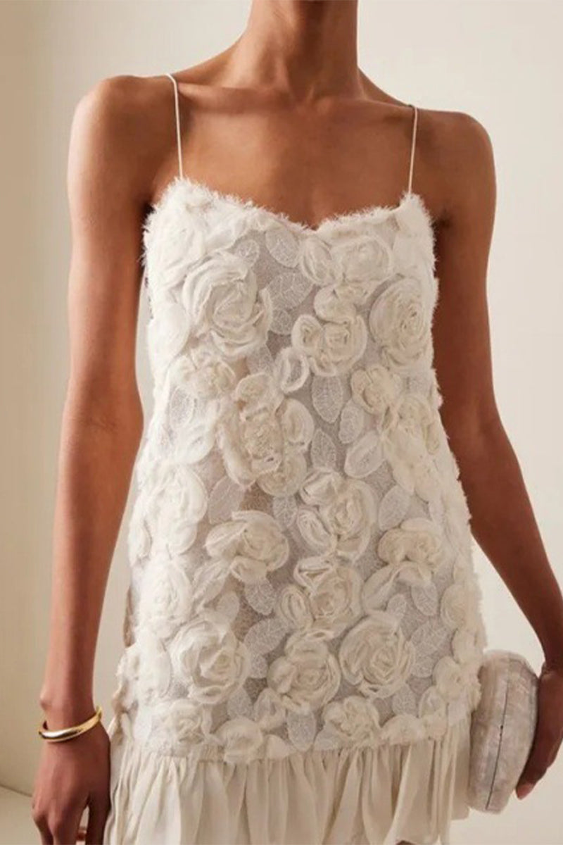 Elegante einfarbige Blumenform-Slingkleider mit U-Ausschnitt