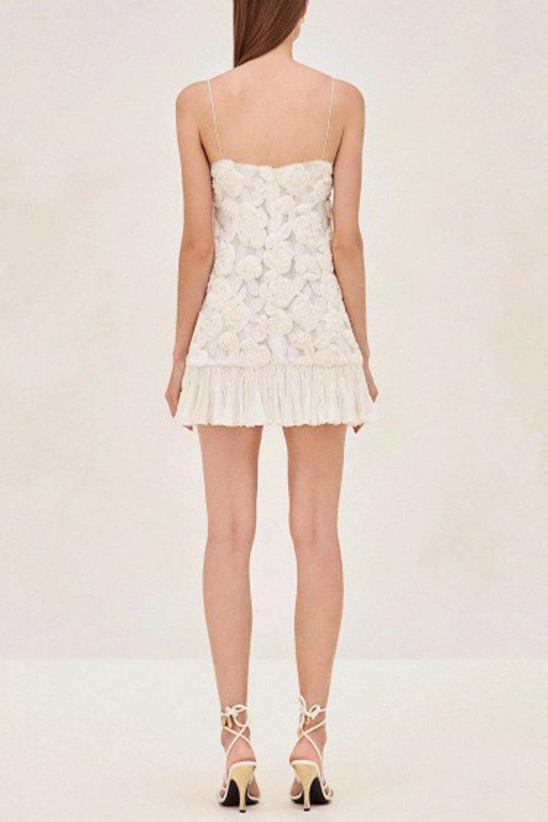 Elegante einfarbige Blumenform-Slingkleider mit U-Ausschnitt