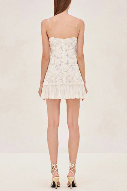 Elegante einfarbige Blumenform-Slingkleider mit U-Ausschnitt