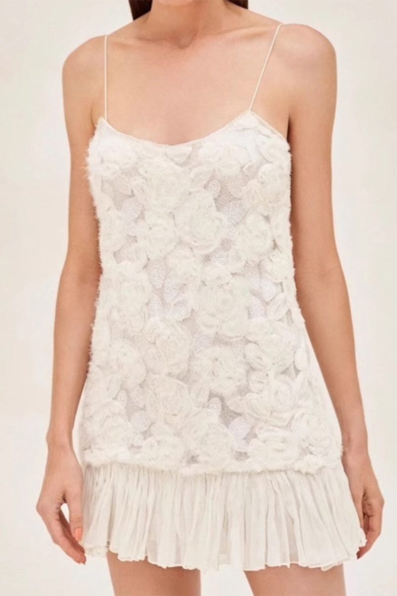 Elegante einfarbige Blumenform-Slingkleider mit U-Ausschnitt