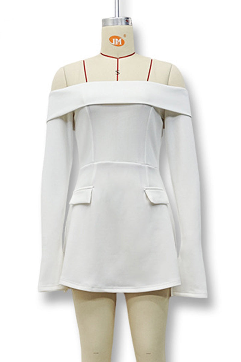 Robe trapèze sexy à épaules dénudées et patchwork (3 couleurs)