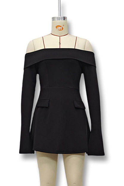 Robe trapèze sexy à épaules dénudées et patchwork (3 couleurs)