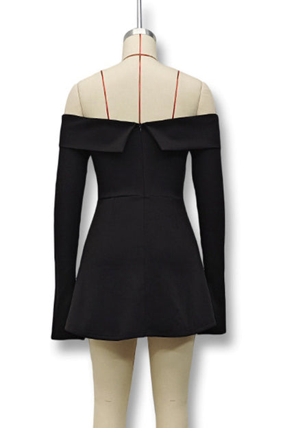 Robe trapèze sexy à épaules dénudées et patchwork (3 couleurs)