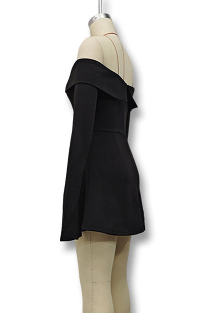 Robe trapèze sexy à épaules dénudées et patchwork (3 couleurs)