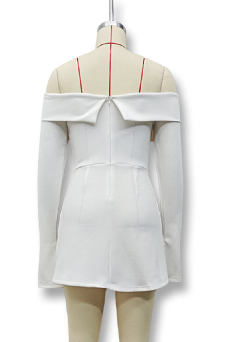 Robe trapèze sexy à épaules dénudées et patchwork (3 couleurs)