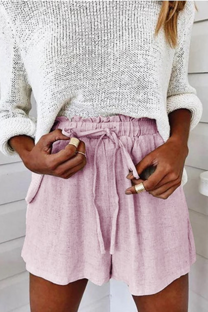 Casual Solid Color Distressed Lace Up Loose Straight Solid Color Bottoms