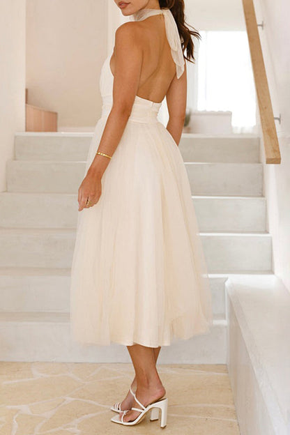 Robe de princesse sexy à lacets de couleur unie et dos nu