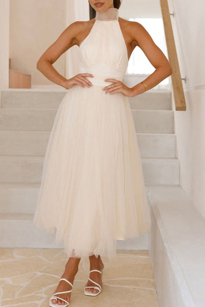 Robe de princesse sexy à lacets de couleur unie et dos nu