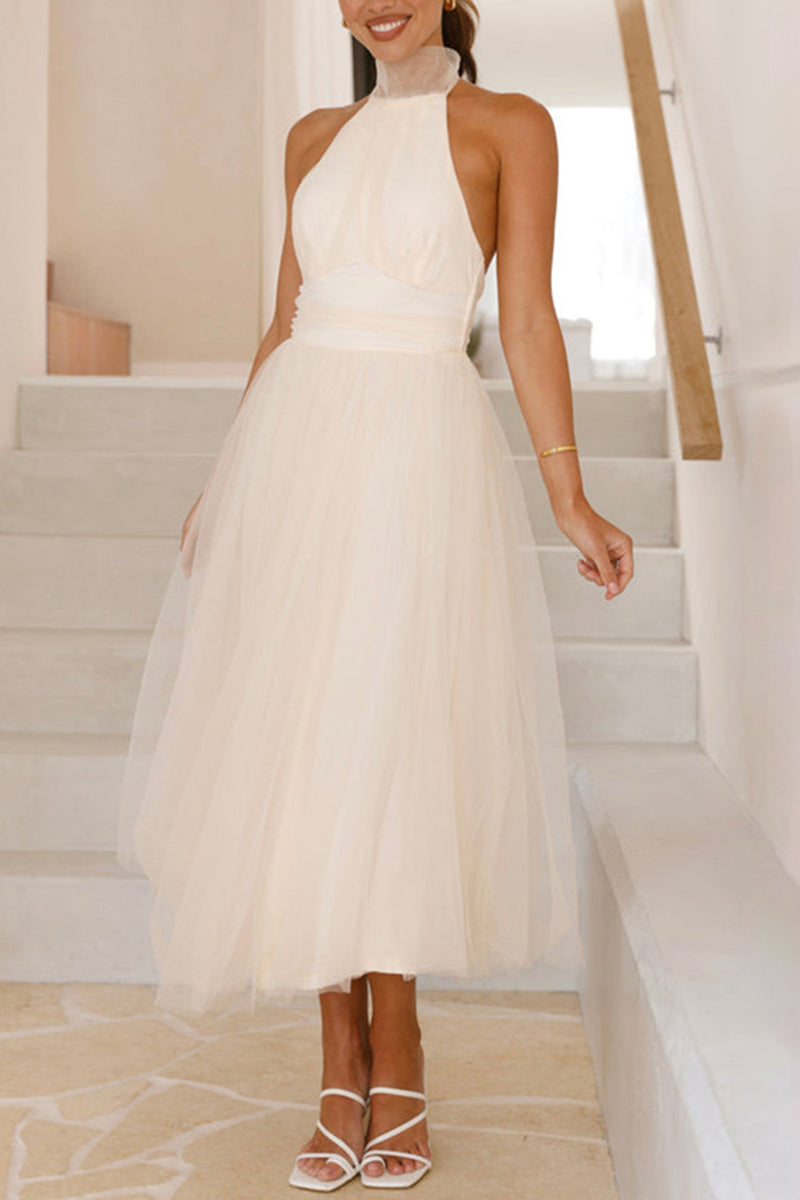 Robe de princesse sexy à lacets de couleur unie et dos nu