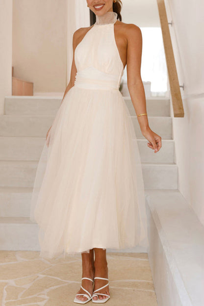 Robe de princesse sexy à lacets de couleur unie et dos nu