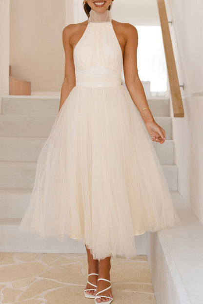 Robe de princesse sexy à lacets de couleur unie et dos nu