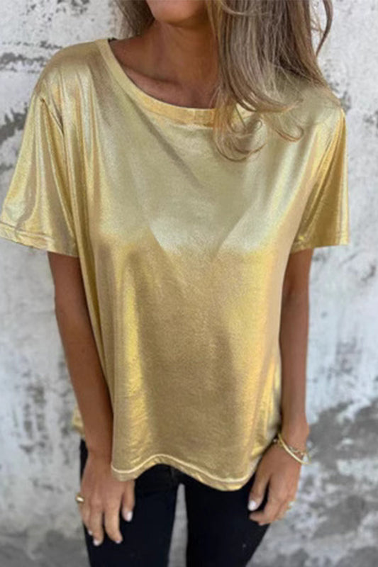 Lässige T-Shirts mit Rundhalsausschnitt und einfarbiger Optik