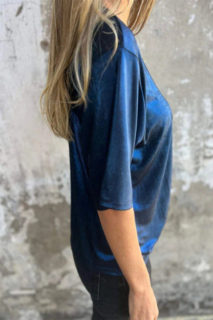 Lässige T-Shirts mit Rundhalsausschnitt und einfarbiger Optik