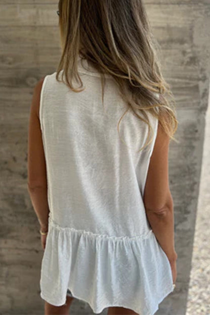 Chemisiers décontractés à col rabattu et à volants plissés à boutons (3 couleurs)