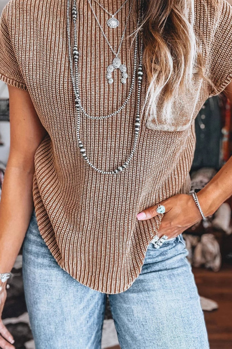 Lässiges, einfarbiges Rollkragenoberteil mit Tasche