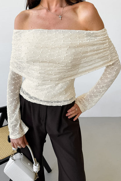 Sexy Solid Color Jacquard Off Shoulder Tops
