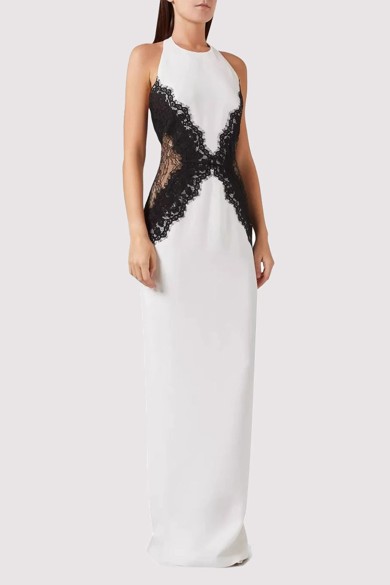Women Clothing Solid Color Dress Sexy Halter Sleeveless Lace up Backless Dress Trendy main image 1
