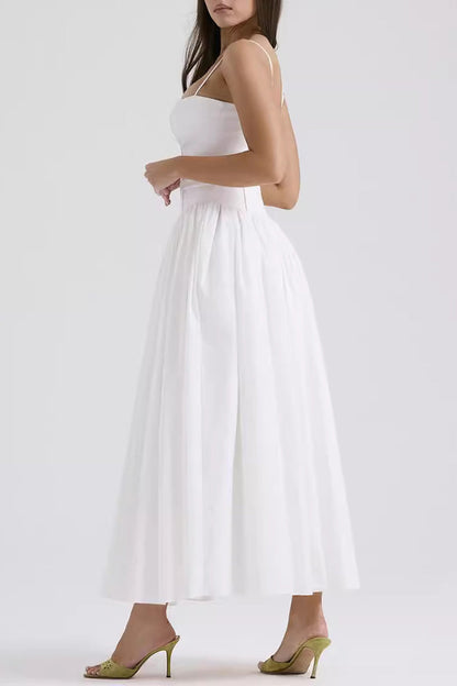 Elegante einfarbige Patchwork-Kleider mit quadratischem Ausschnitt