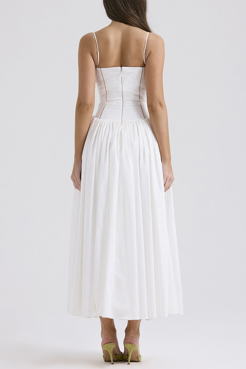 Elegante einfarbige Patchwork-Kleider mit quadratischem Ausschnitt