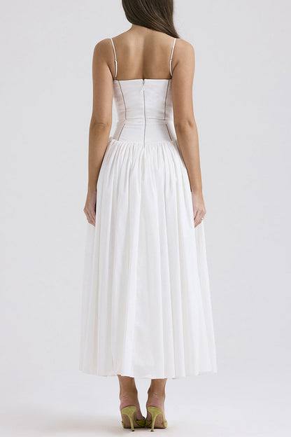 Elegante einfarbige Patchwork-Kleider mit quadratischem Ausschnitt