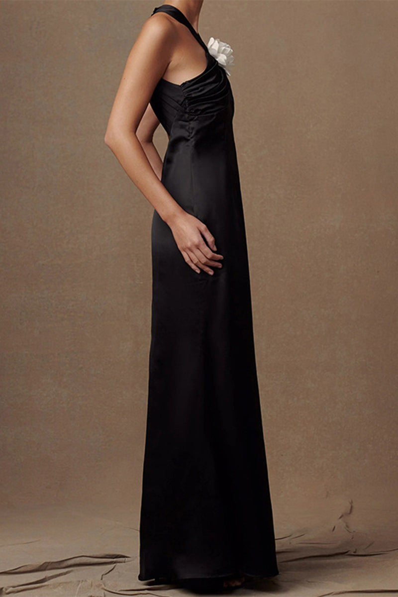 Sexy Einfarbig Rückenfreies Blumenform Neckholder Langes Kleid