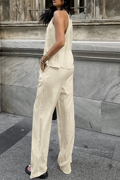 Sexy Zweiteiler mit einfarbigem Neckholder und Taschenriemen-Design