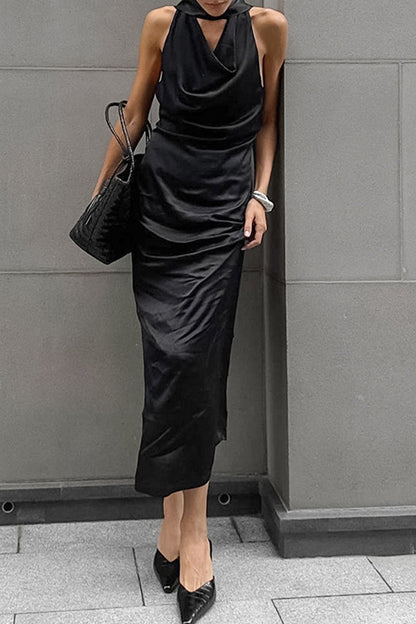 Sexy, einfarbige Neckholder-Kleider mit Schnürung und One-Step-Rock