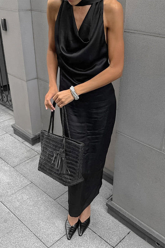 Sexy Solid Color Lace Up Halter One Step Skirt Dresses