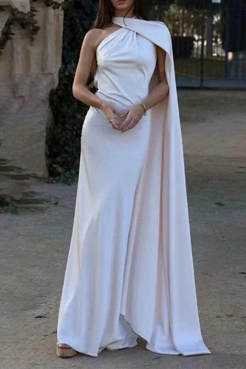 Sexy Abendkleider in Volltonfarbe mit unregelmäßigem Neckholder