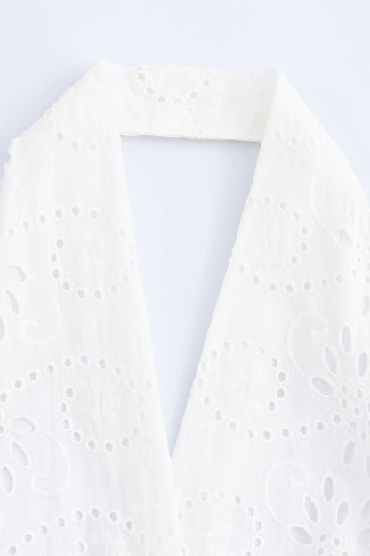 Robe sexy dos nu à cordon de serrage sans manches