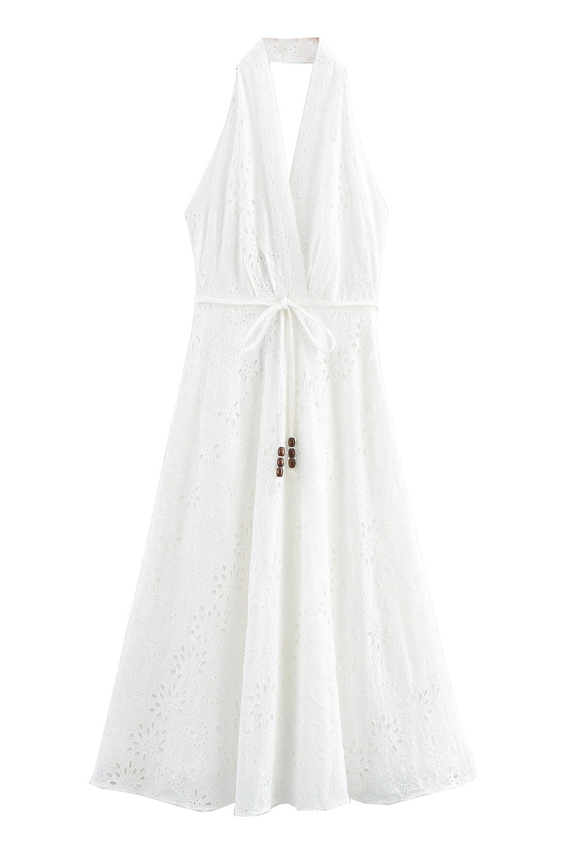 Robe sexy dos nu à cordon de serrage sans manches