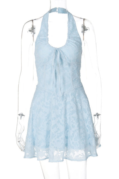 Robe sexy en jacquard avec cordon de serrage et dos nu sans manches