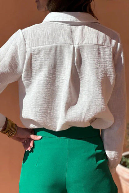 Casual Solid Color Hollow Out Turndown Collar Tops